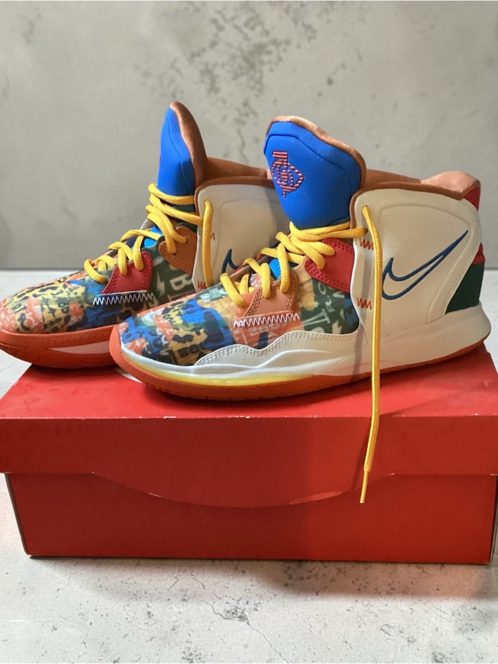 Nike Kids Multicolor High-Top Sneakers - Blue/Yellow/Red/Orange